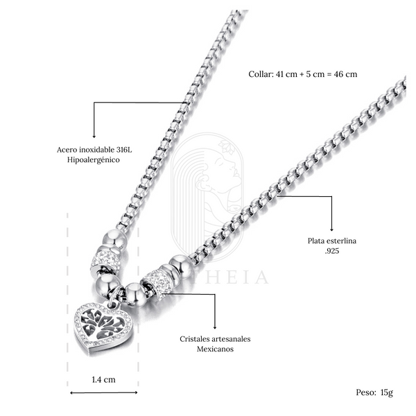 Collar cadena corazón charms