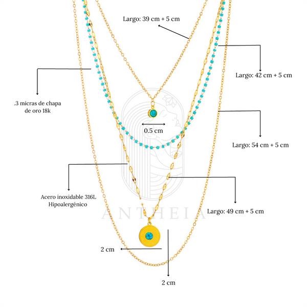 Collar multicapa sol piedras naturales