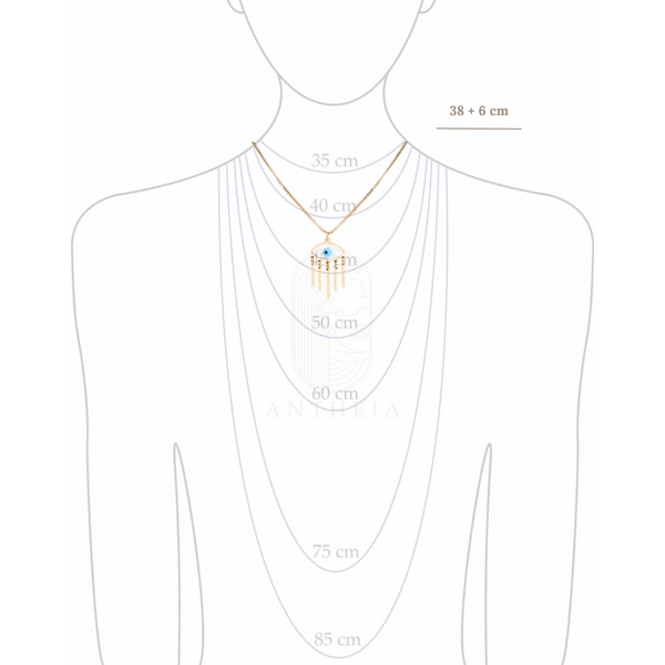 Collar ojo turco colgante perla