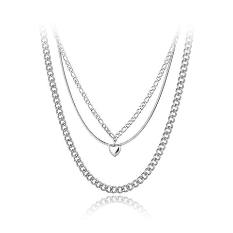 Collar triple cadena corazón
