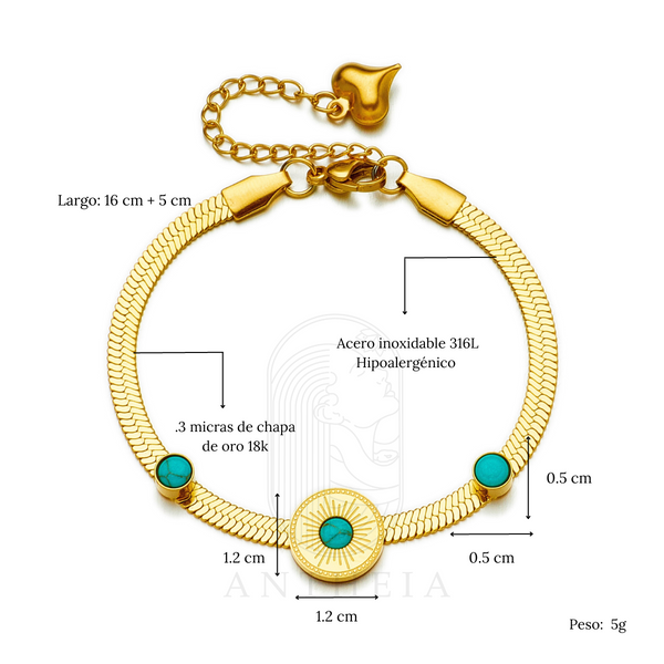 Pulsera cadena circulo piedras