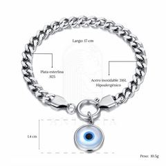 Pulsera cadena cubana ojo turco