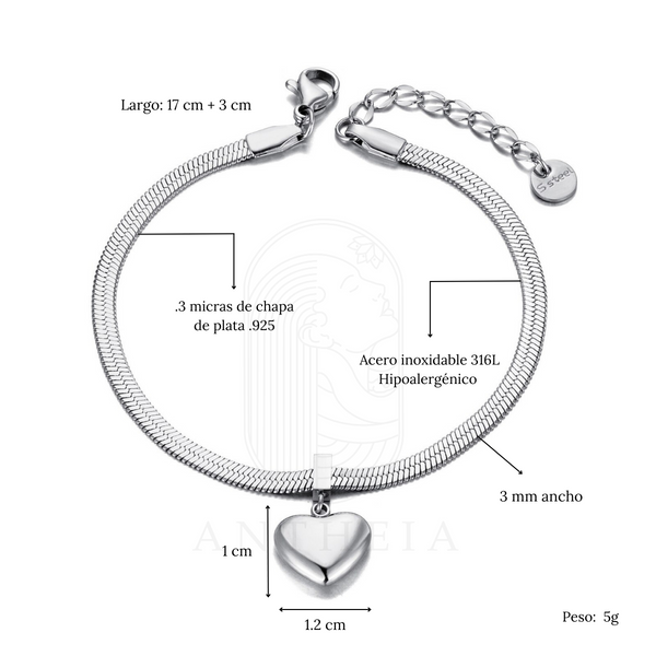 Pulsera cadena corazón
