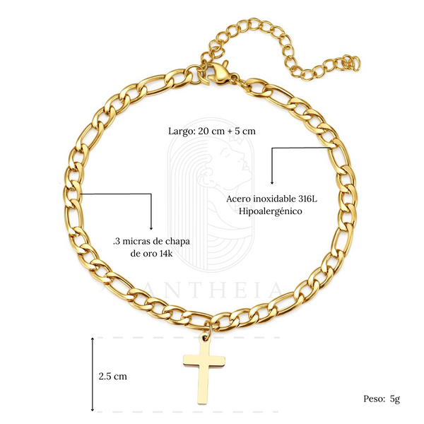 Tobillera eslabones cruz