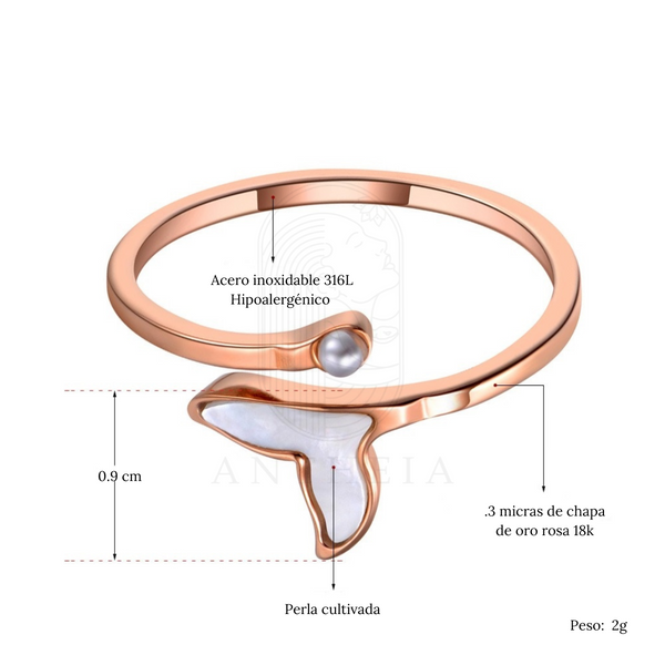 Anillo corazón perla