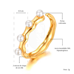 Anillo liso perlas
