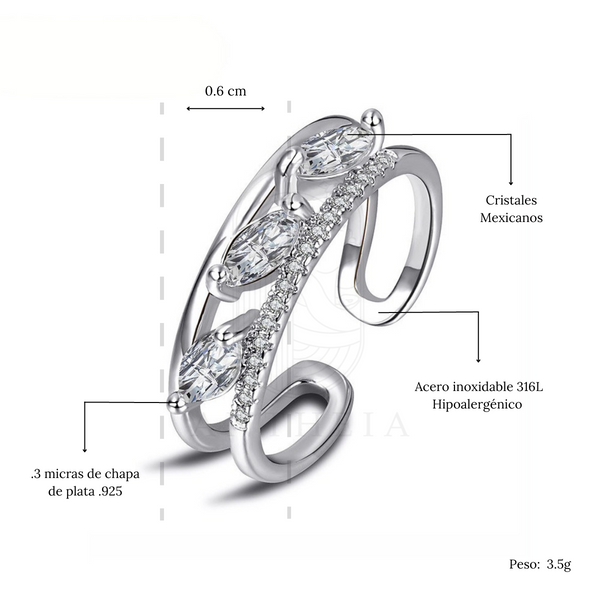 Anillo doble cristales