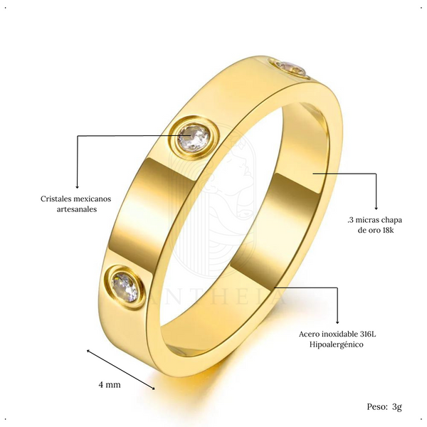Anillo liso cristales